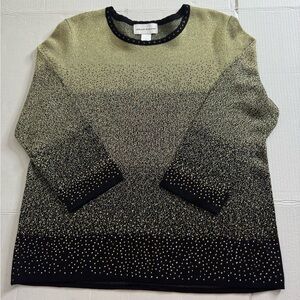 Alfred Dunner Gold and Black Alfred Gradient Sweater Large